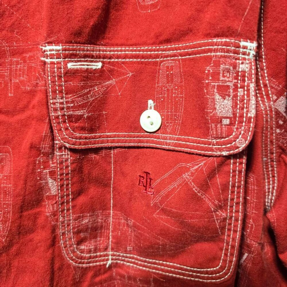 Ralph Lauren Vintage USRL Marine Division Button Down Shirt 2x Red Maritime Boat - Picture 2 of 4